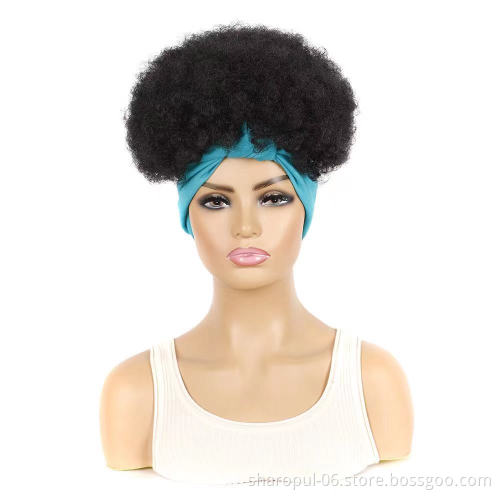 synthetic headband wigs short  afro kinky curly braid synthetic hair wig